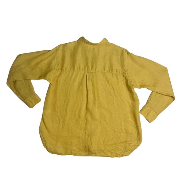 UniQlo Women's Linen Button Down Shirt Size XL Collared Cuff Sleeve Yellow - Picture 4 of 7
